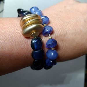 Purple & Gold Stretch Bracelet Set